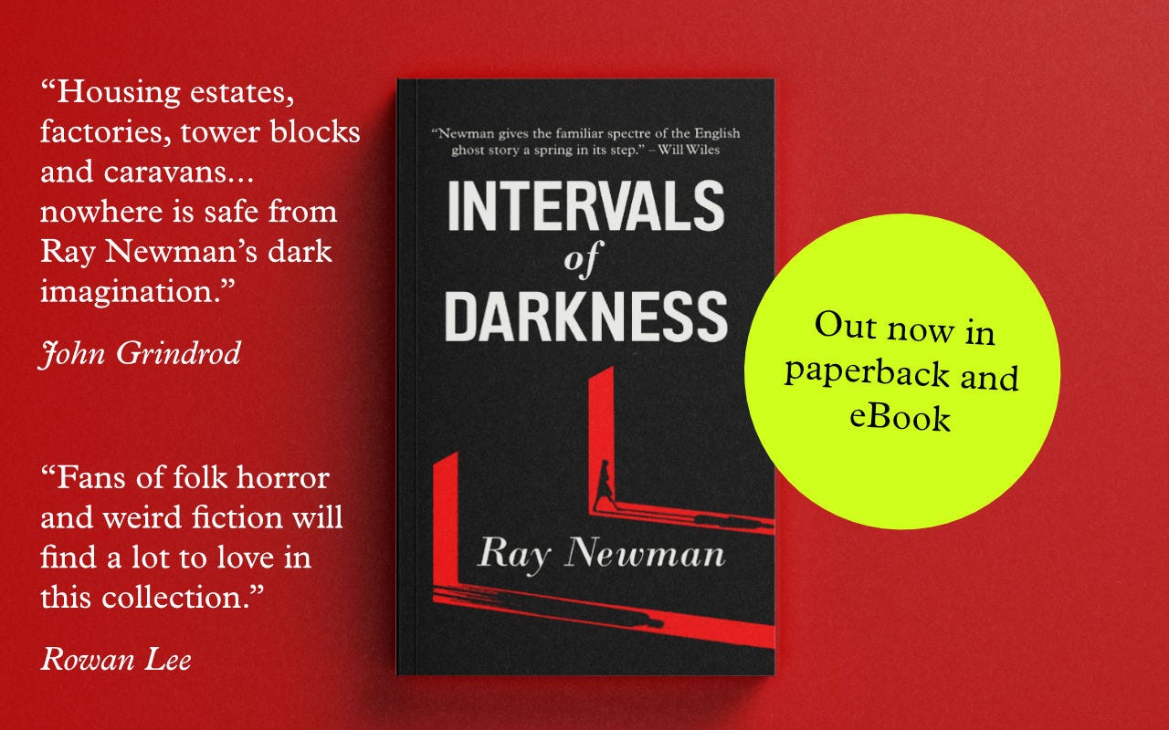 The cover of the book with a person being stalked through a dark space by an unseen figure. There are also two endorsements repeated in the text below.