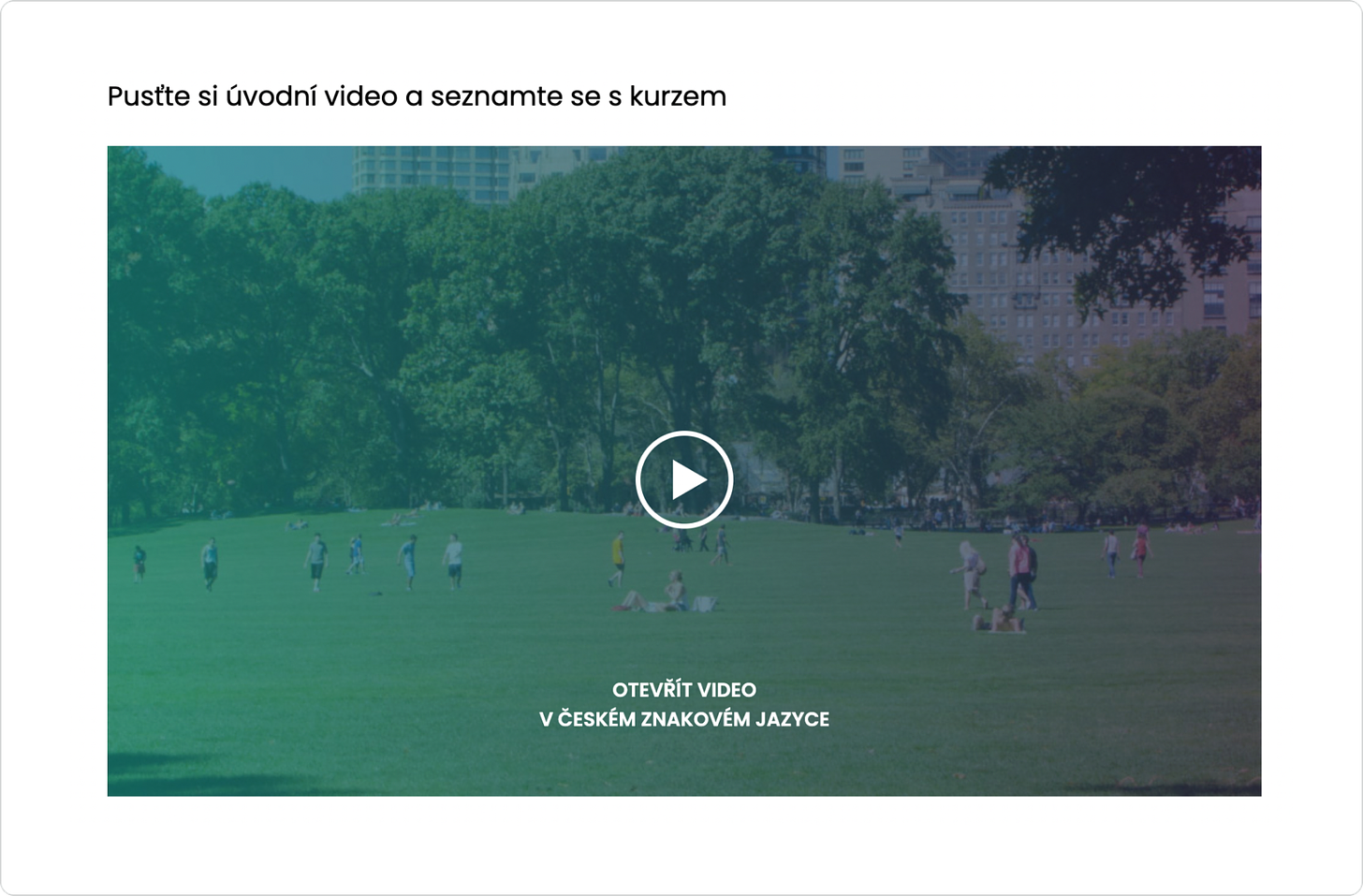 Snímek obrazovky s náhledem videa s nesprávným umístěním odkazu (uvnitř videa) na verzi ve znakovém jazyce.