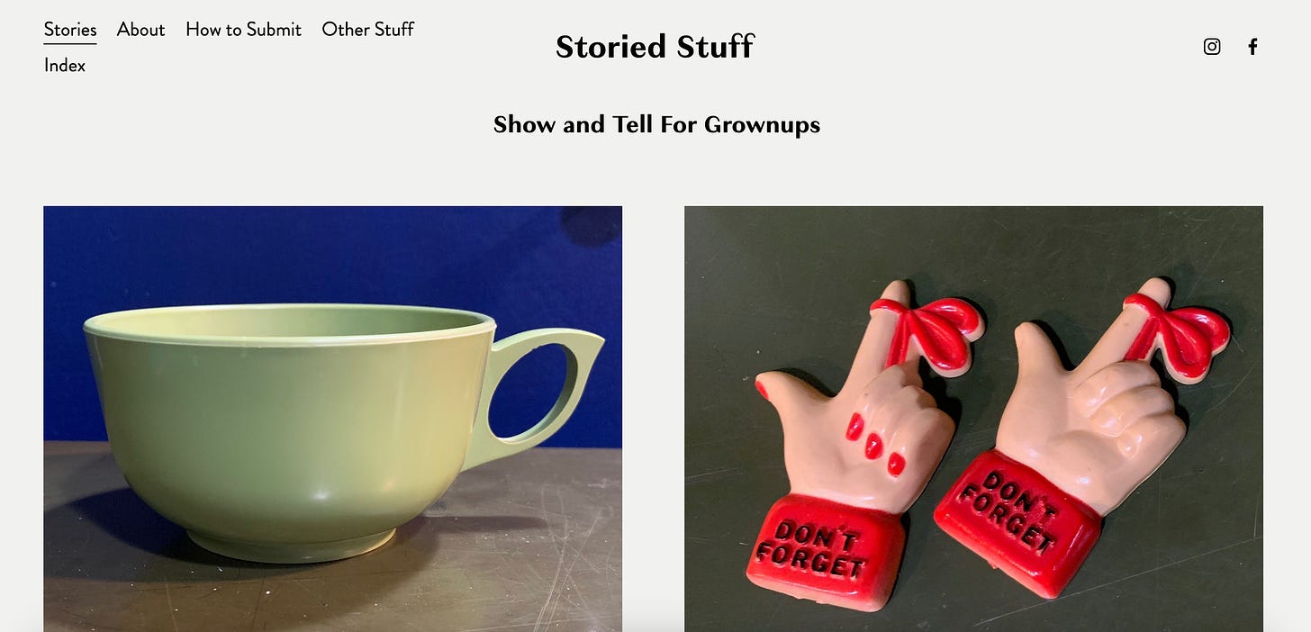 Screen shot of color images including a green cup and plastic hands with the words don't forget