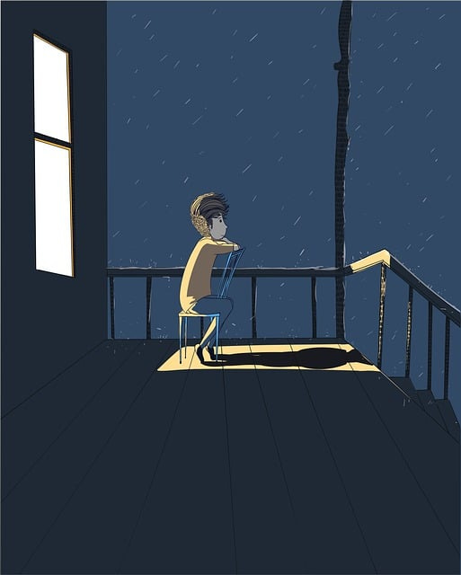Free man sad boy patio illustration