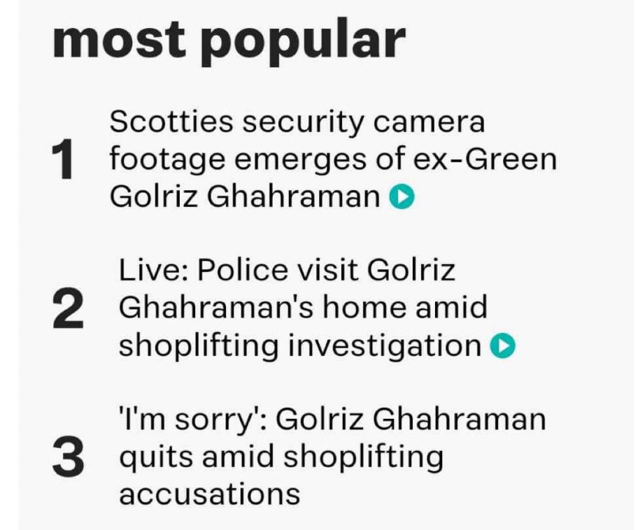 3 most popular stories are all Golriz