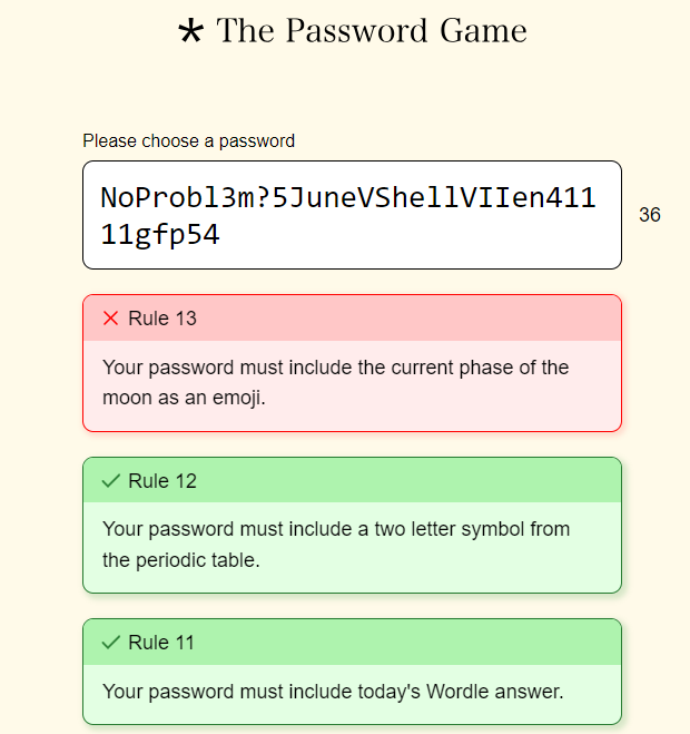 The Password Game, Rule 13