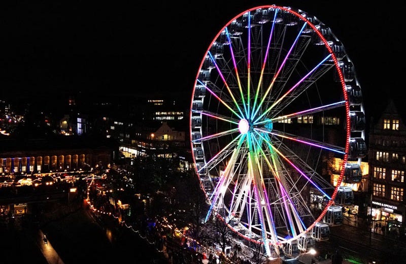 Edinburgh's Christmas lights with big wheel
