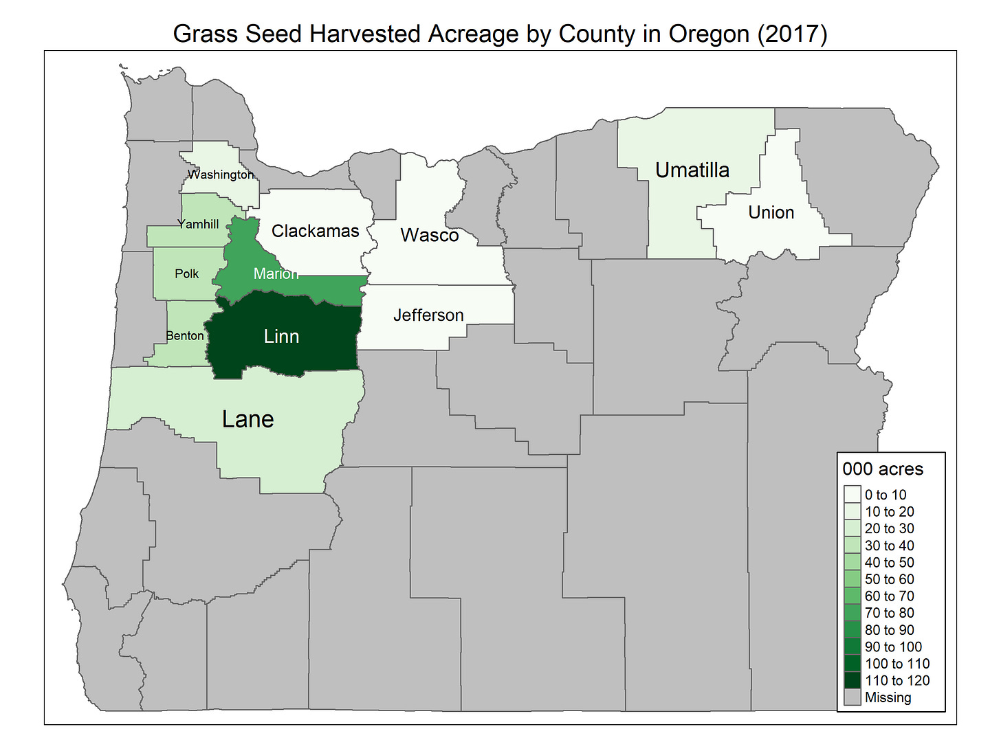 Oregon Grass Seed Map