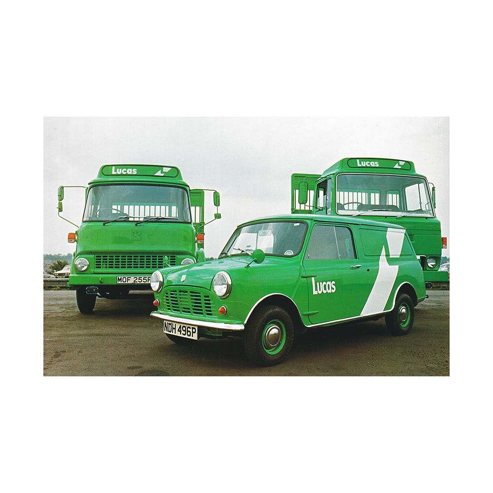 Pentagram's 1975 logo and vehicle liveries for Lucas Industries