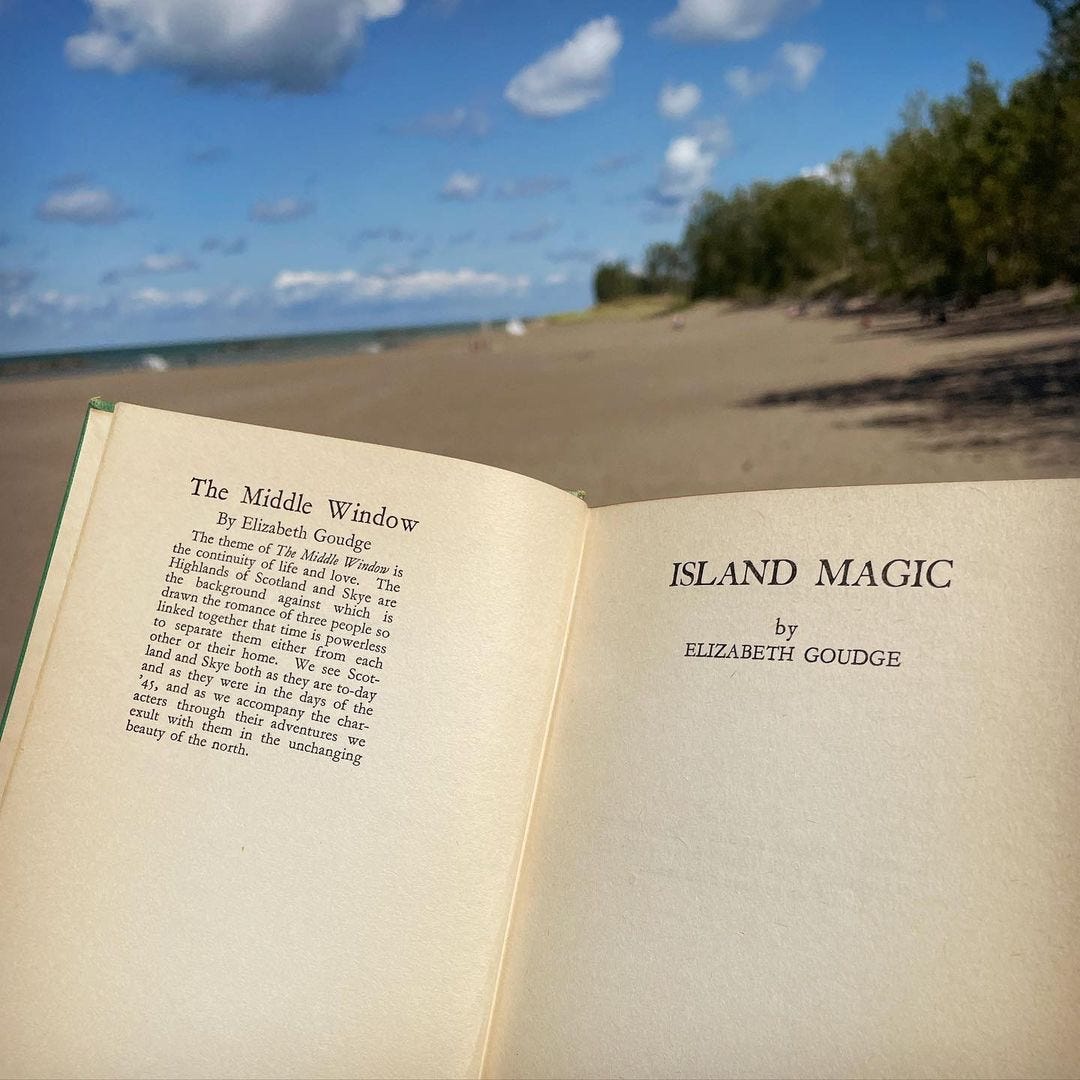 Island Magic by Elizabeth Goudge at the beach near Lake Erie. 