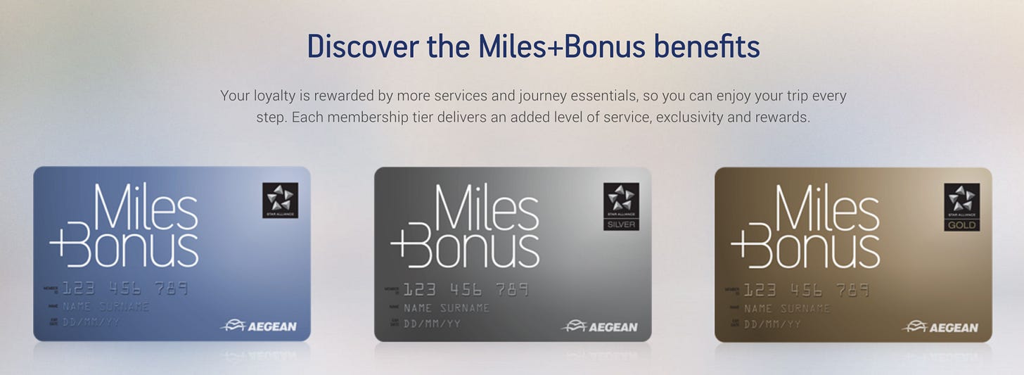 Aegean Airlines Miles+Bonus cards