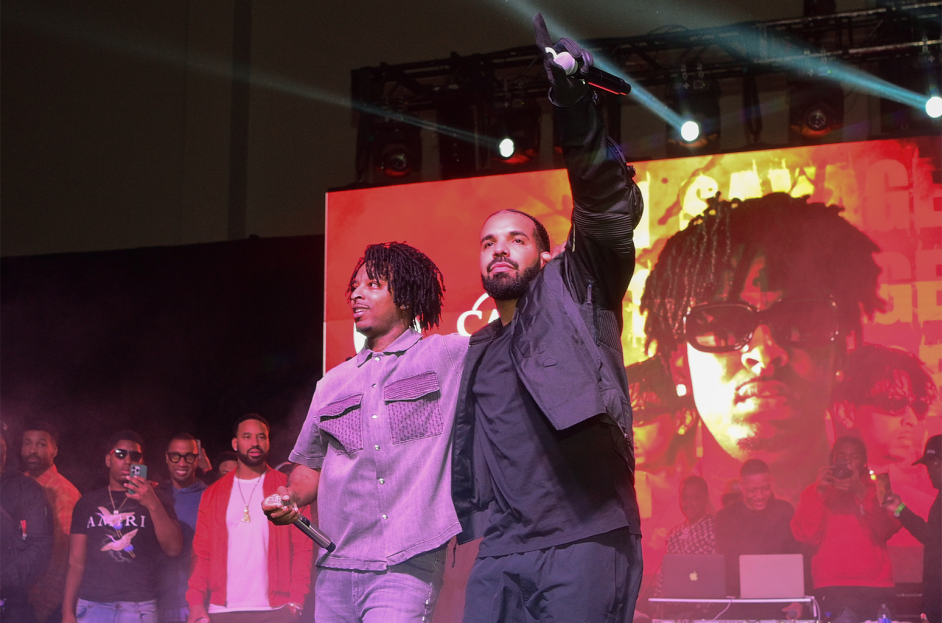 Drake, 21 Savage Perform 'On BS' on Fake 'SNL' Stage – Billboard