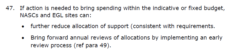 screenshot of point #47 stating that NASCs and EGL sites can reduce allocation of support or bring forward annual reviews