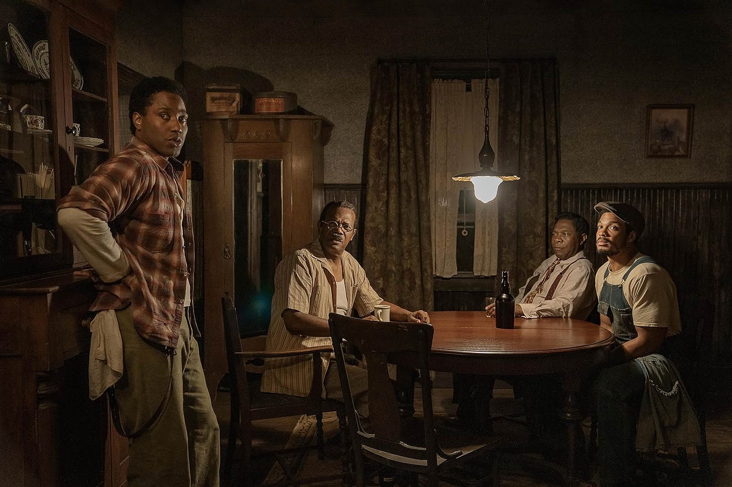 Samuel L. Jackson, David Lee, Michael Potts, John David Washington, and Ray Fisher in The Piano Lesson (2024)