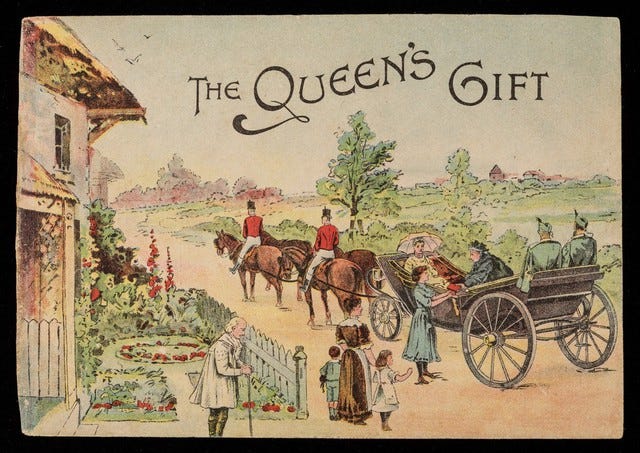 The Queen's gift. Queen Victoria receives a gift