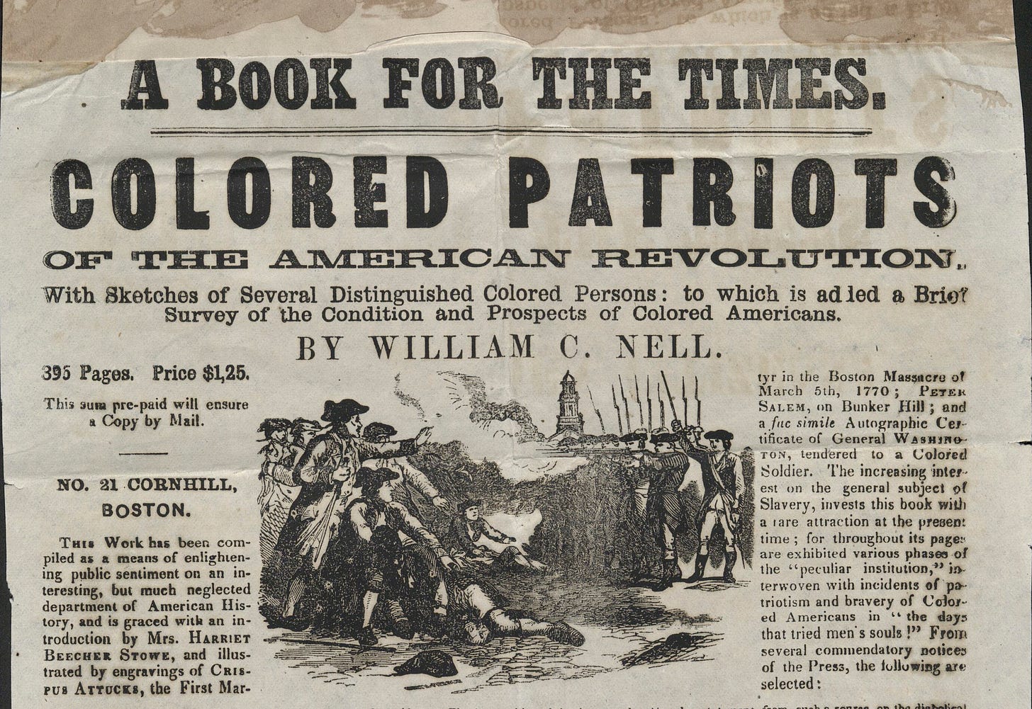 Pamphlet about "Colored Patriots of the American Revolution" by William C. Nell