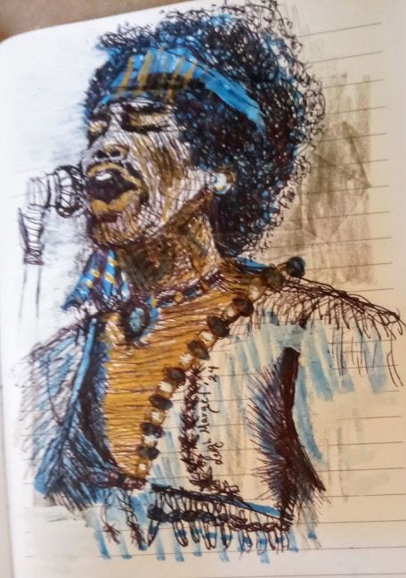 Jimi Hendrix by Leigh Marget