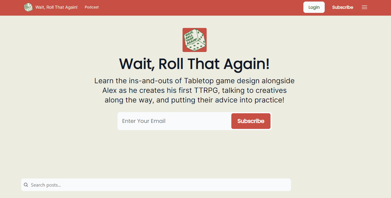 the homepage of the Wait Roll That Again newsletter over on Beehiiv