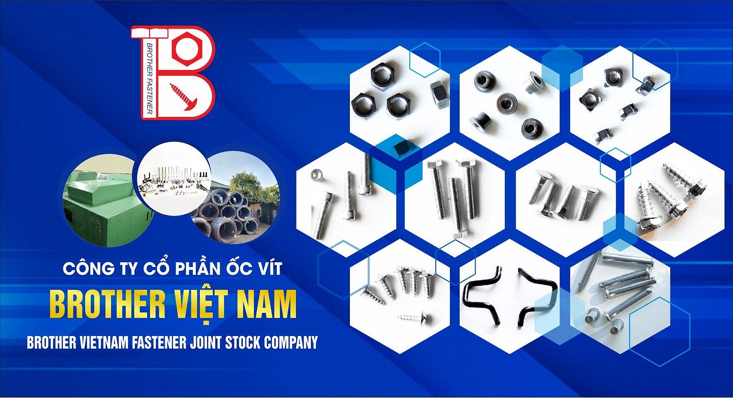 Có thể là hình ảnh về ‎văn bản cho biết '‎BROTHER שום DU CÔNG TY cổ PHẦN ỐC VÍT BROTHER VIỆT NAM BROTHER VIETNAM FASTENER JOINT STOCK COMPANY‎'‎