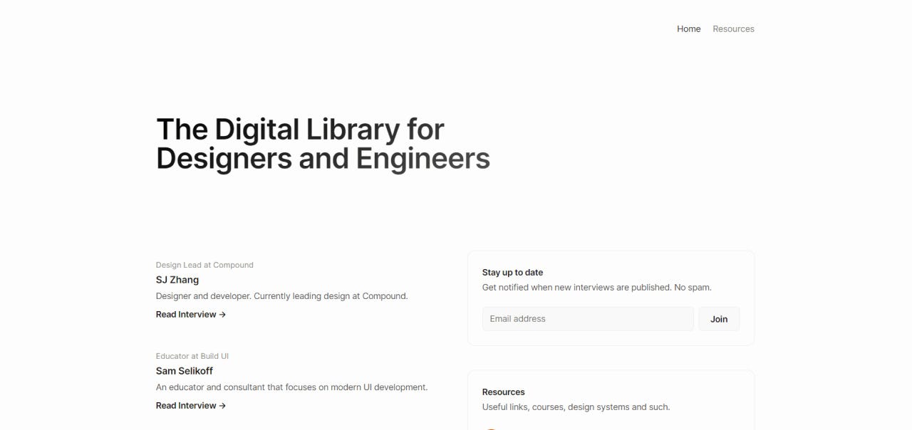 screenshot of ui land - a digital library for designers and engineers