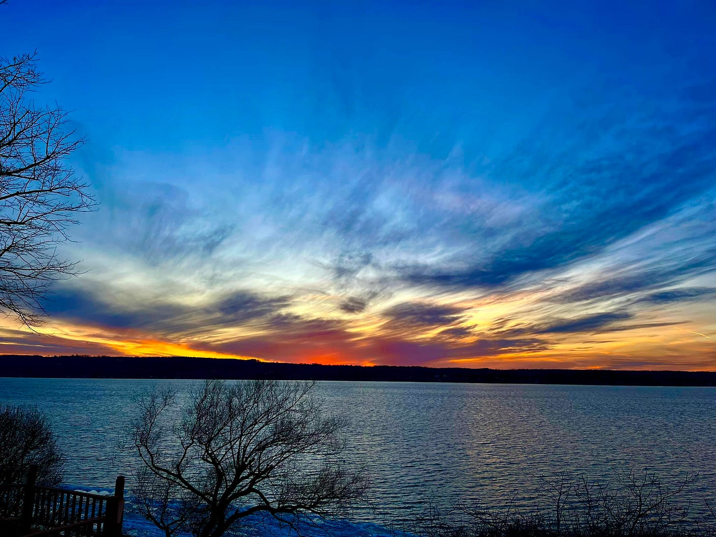 May be an image of nature, horizon, twilight and lake