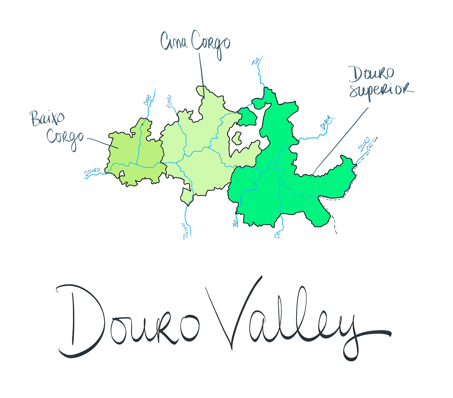 douro valley wine region map by Kate of Survives on Wine