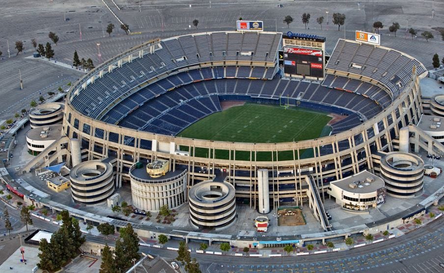 Qualcomm Stadium, San Diego Chargers football stadium - Stadiums of Pro  Football