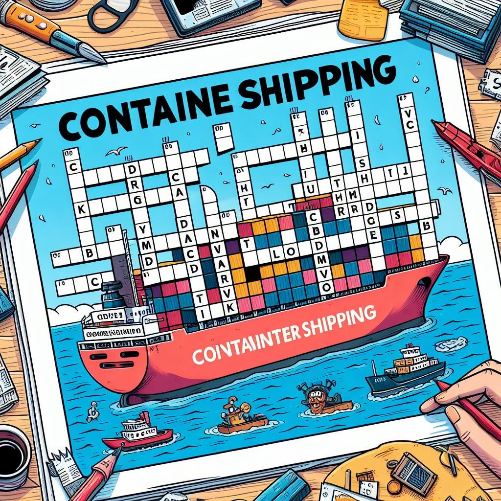 A crosswords puzzle for containershipping with a catchy and striking headline