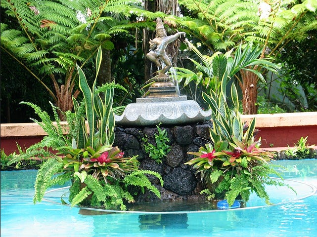 Vishnu statue in a pond