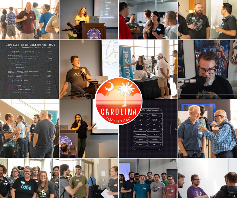 A collage of images about the Carolina Code Conference