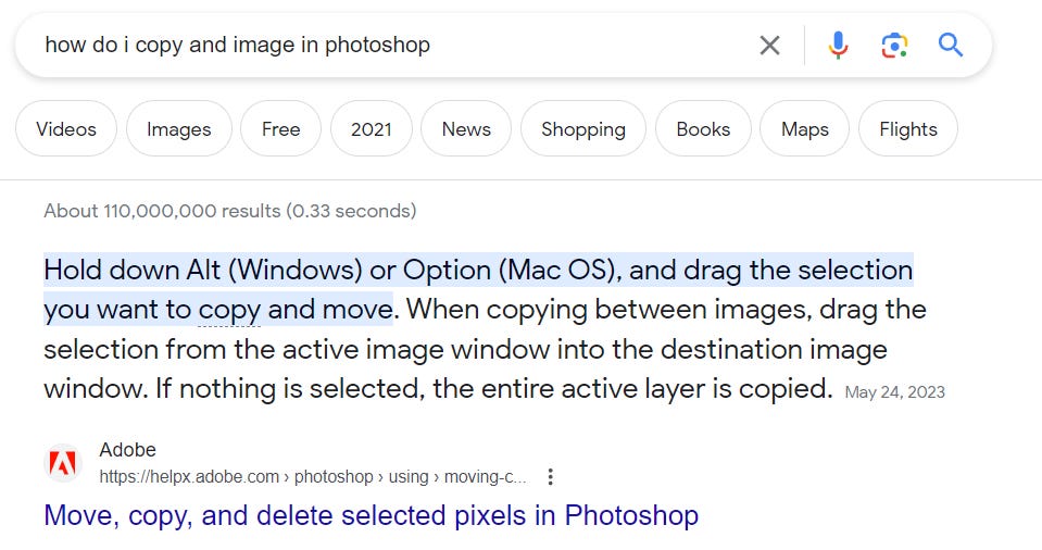 A Google search for how do i copy an image