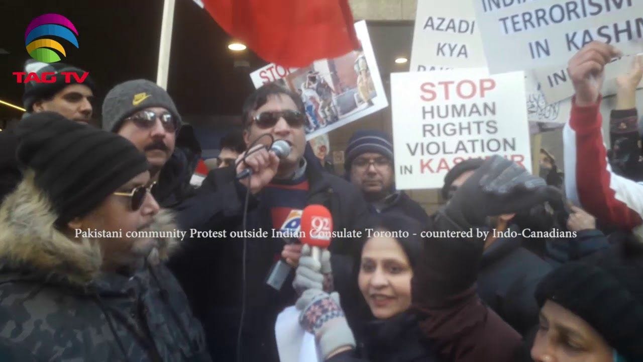 Pakistani Community Protest outside Indian Consulate Toronto and countered by Indo-Canadians