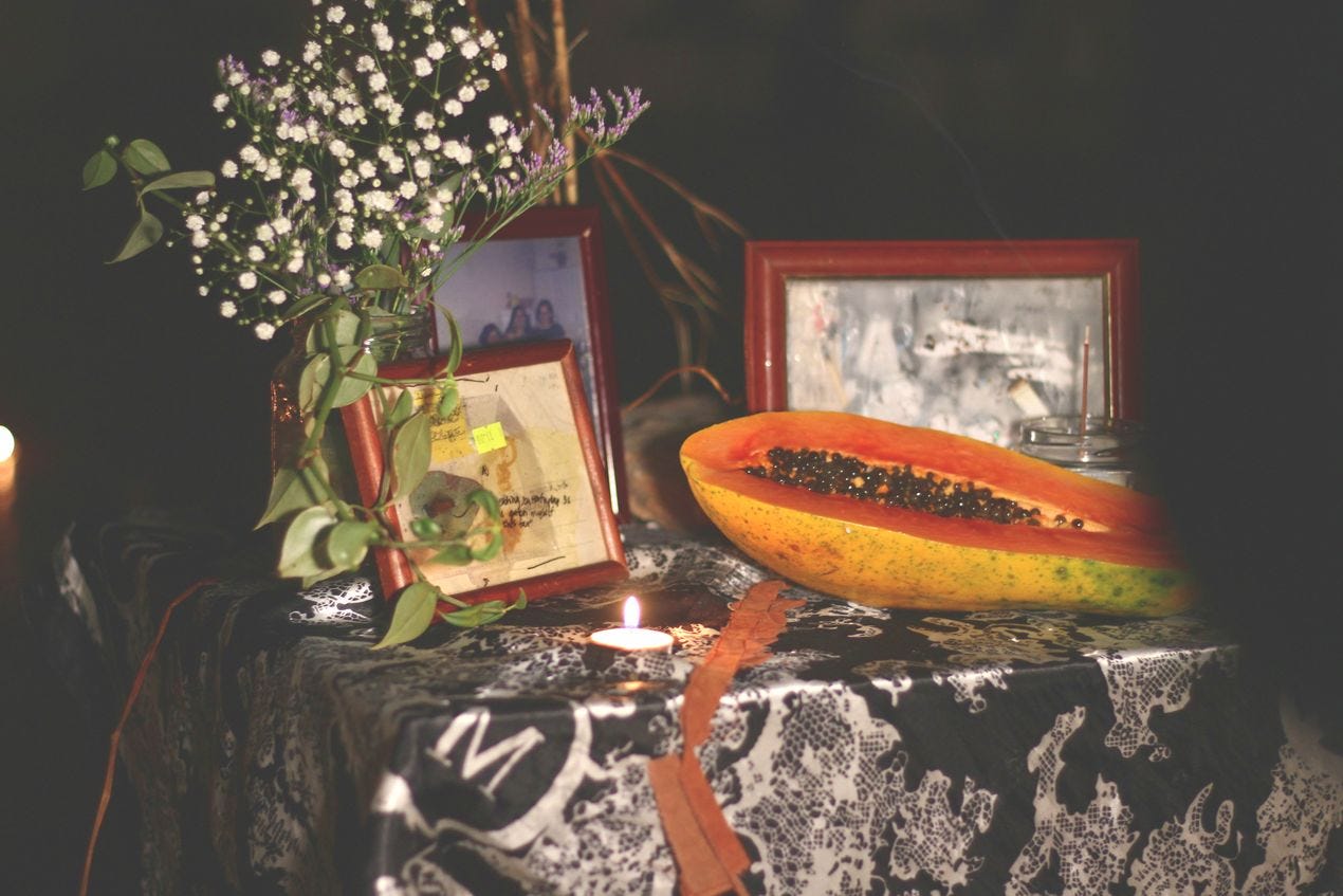 Raya Ward. memorial altar #2 (2023). At tomorrow soup’s Interregna (2023) in São Paulo, Brazil. Photo by Muindi Fanuel Muindi.