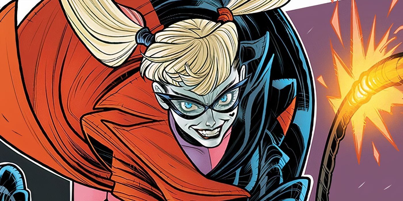 Harley Quinn wearing her new costume