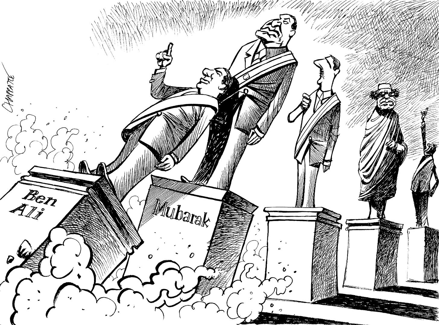 Fall Of Dictators | Globecartoon - Political Cartoons - Patrick Chappatte