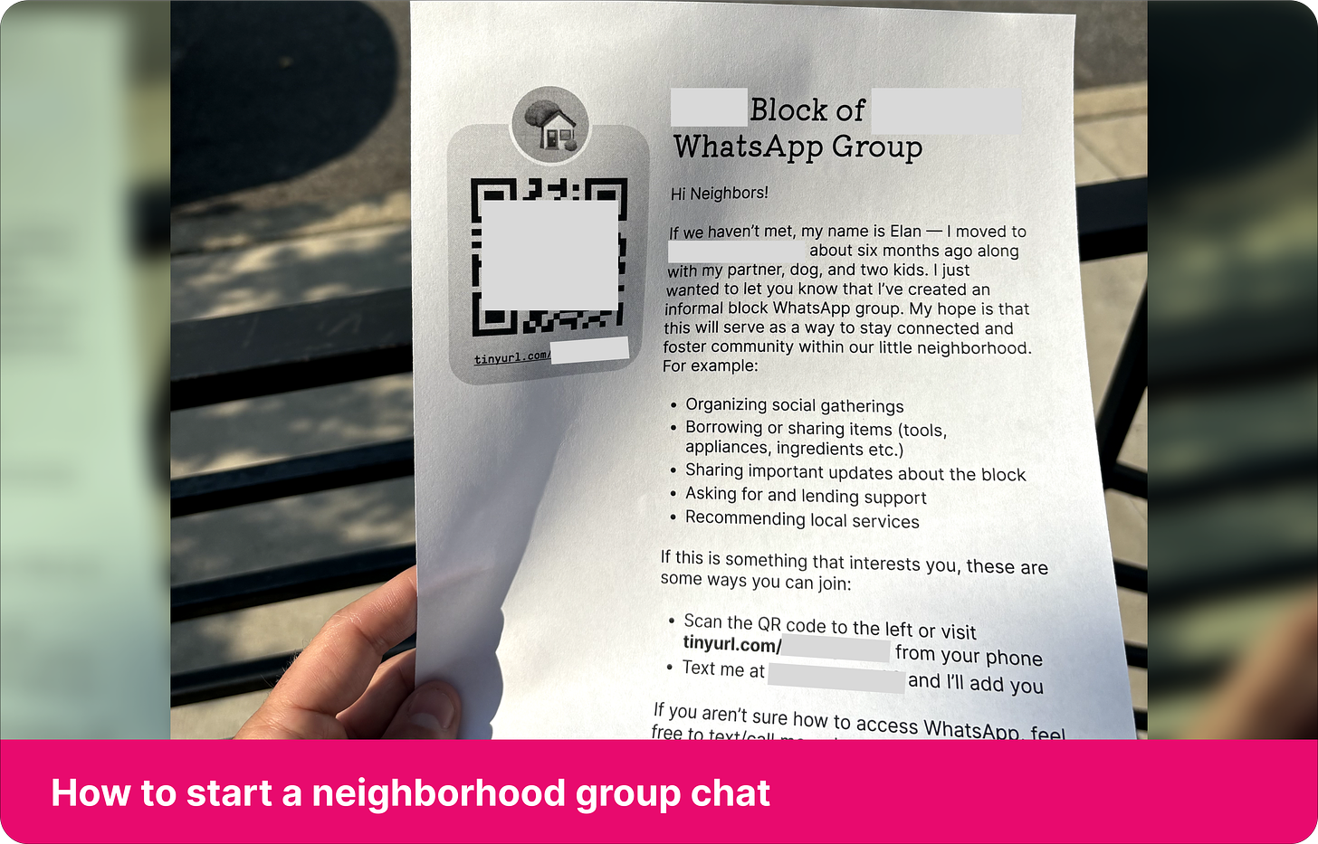 Link: how to start a neighborhood group chat