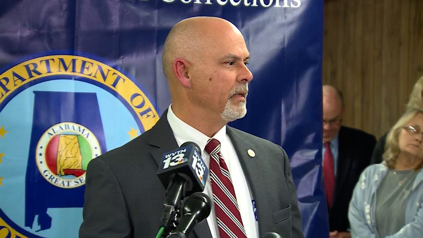 Alabama Corrections Commissioner John Hamm at a press conference.