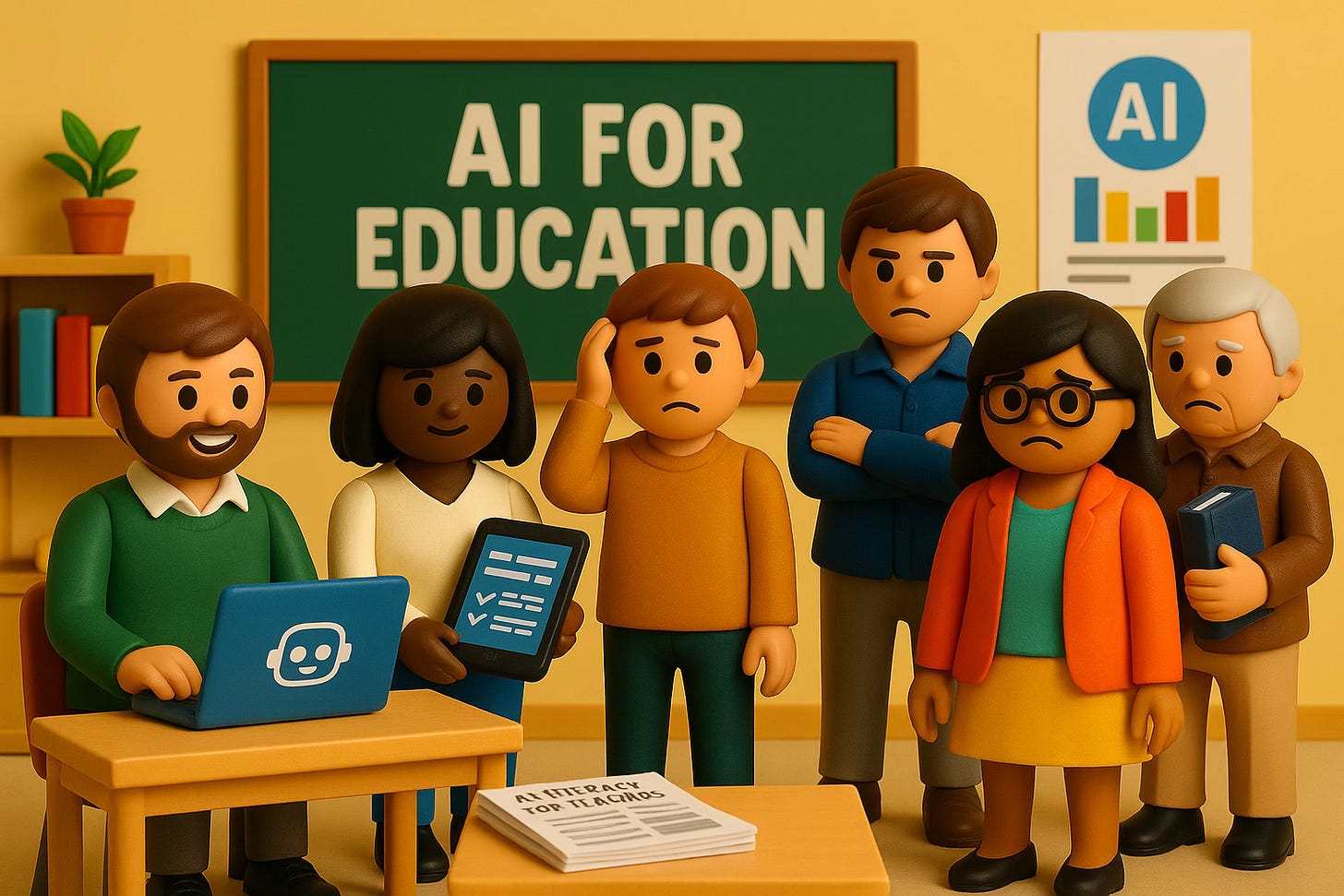 Group of teachers reacting differently to AI