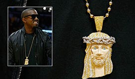 Kanye West wearing Jesus Piece 