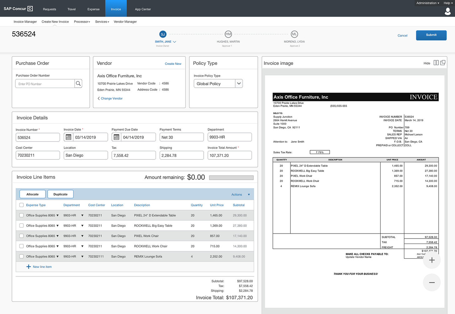 SAP Concur Invoice — Mobina Imtiaz