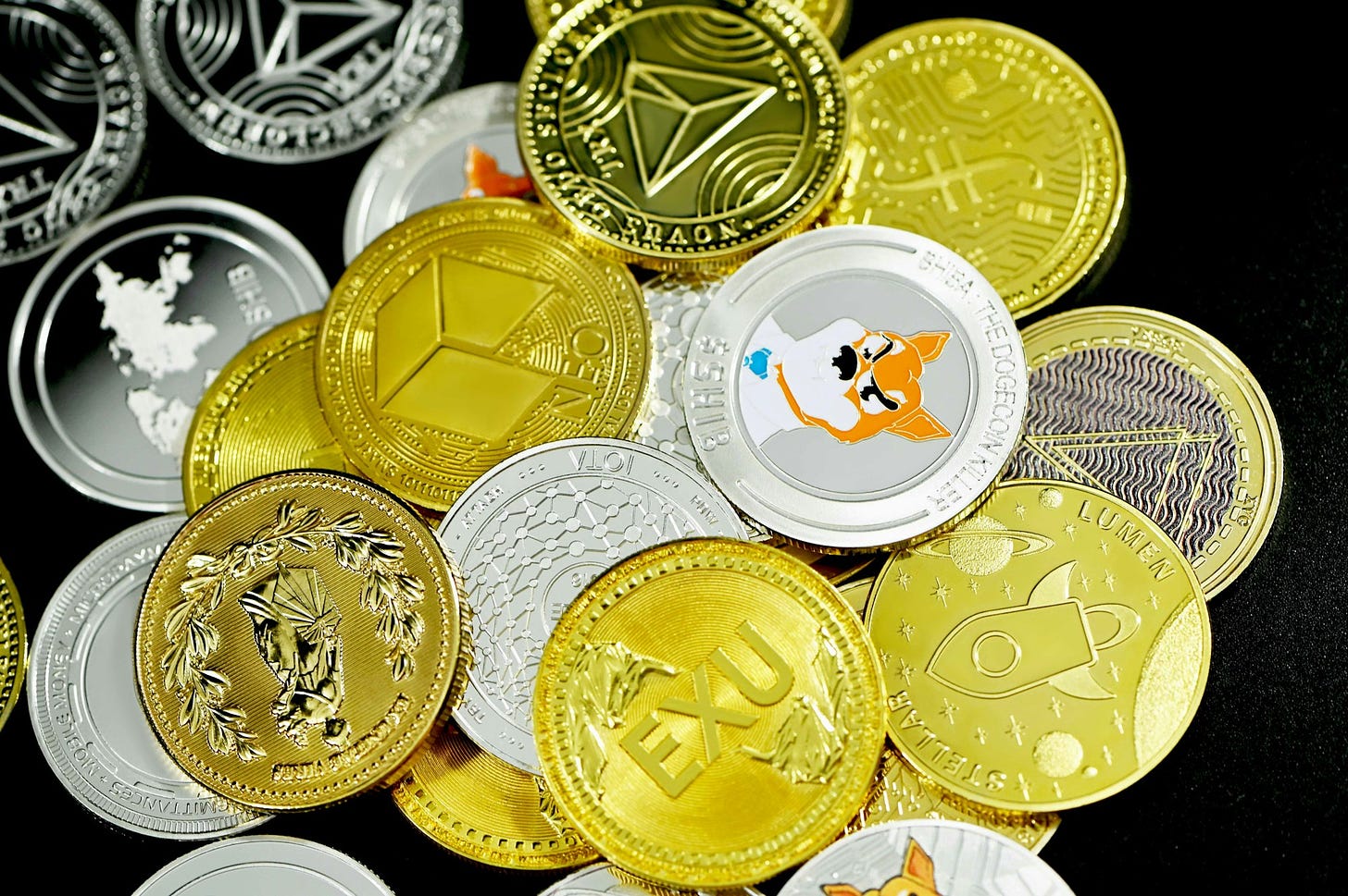 All cryptocurrency coins are together