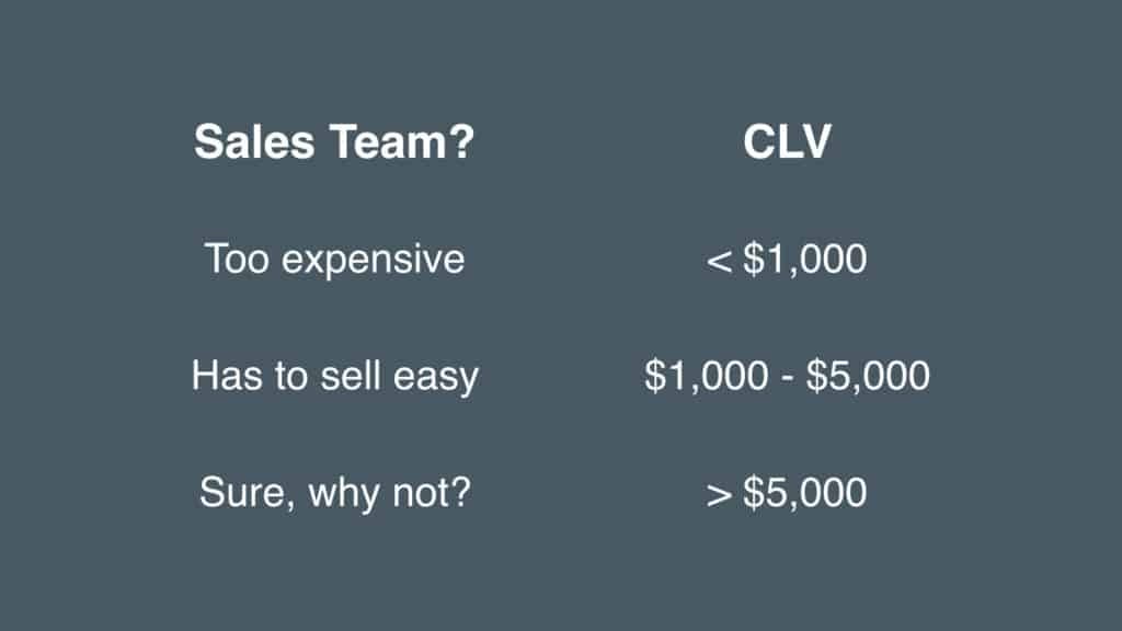 CLV to afford a salesteam