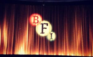 BFI logo projected onto cinema screen