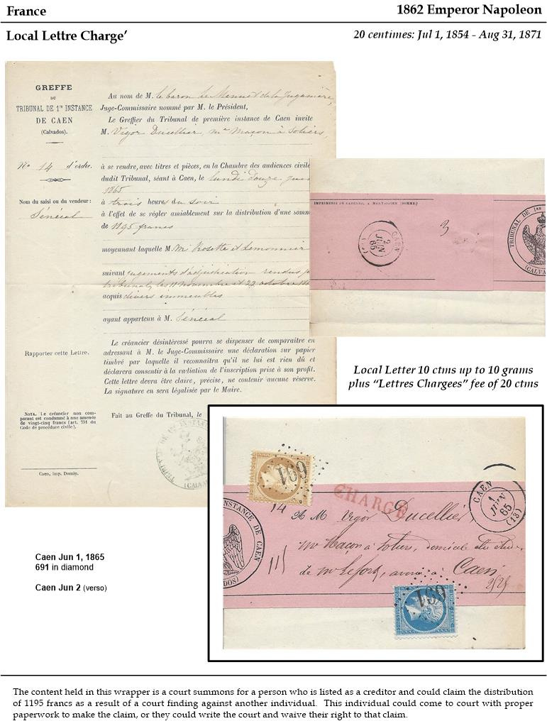 display page for a piece of French postal history