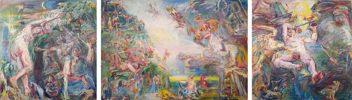 Oskar Kokoschka verquirlte biblische und mythologische Figuren als Mahnung an die Zeitgenossen: «Die Prometheus Saga», 1954. (Bilder: Fondation Oskar Kokoschka / Pro Litteris)