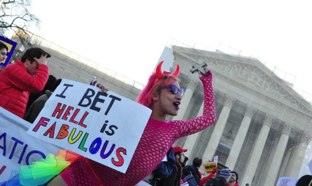 A pro Gay marriage protester called ‘Queen’ dances in front of the US Supreme Court on March 26, 2013 in Washington, DC. (Photo: AFP/Getty Images)