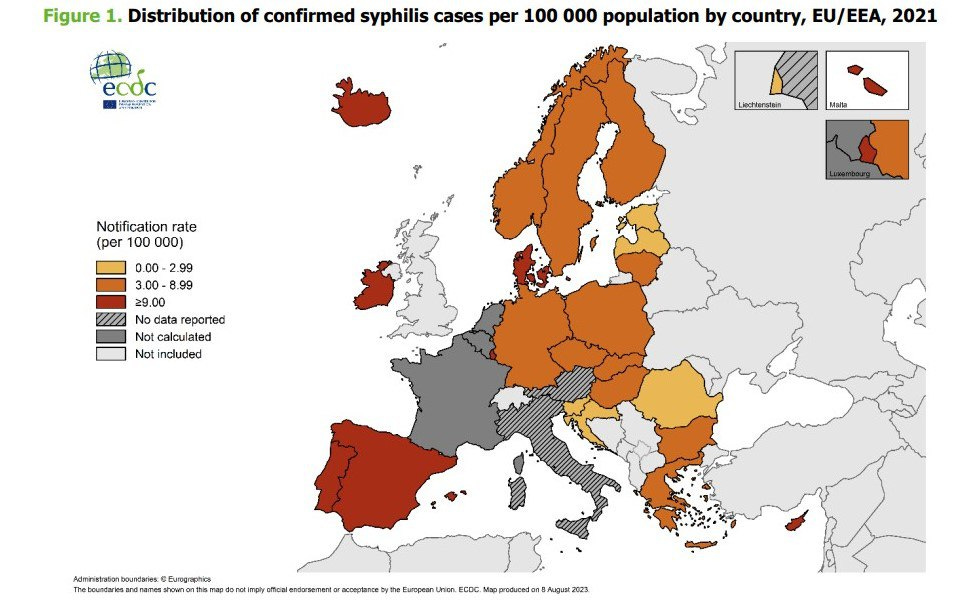 Mappa Sifilide Europa 2021