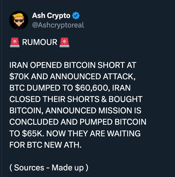 Tweet di Ash Crypto