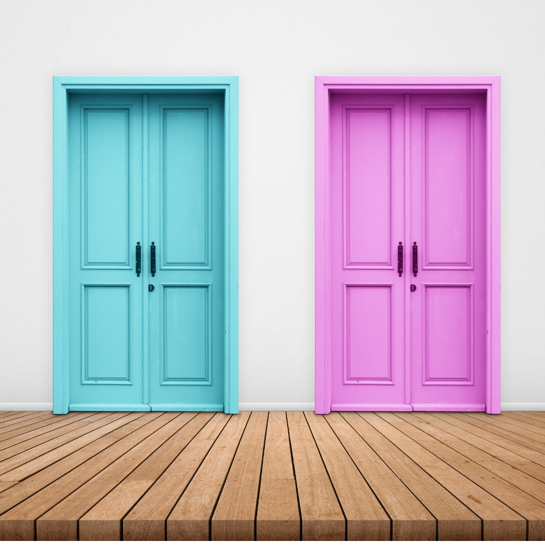 Image of two closed doors.