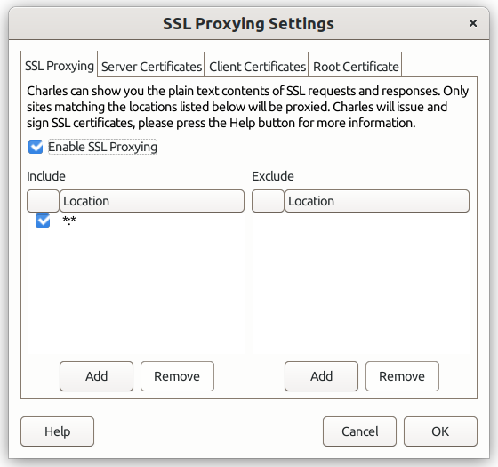 Charles Menu to Enable SSL Proxying