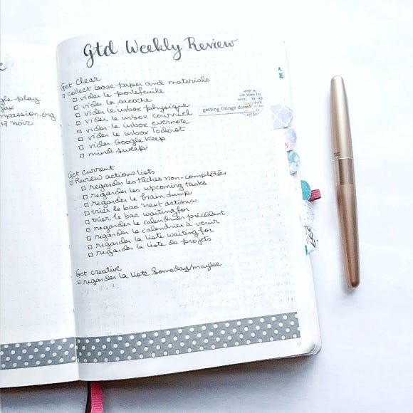 Getting Things Done Weekly Review Checklist in the Bullet Journal