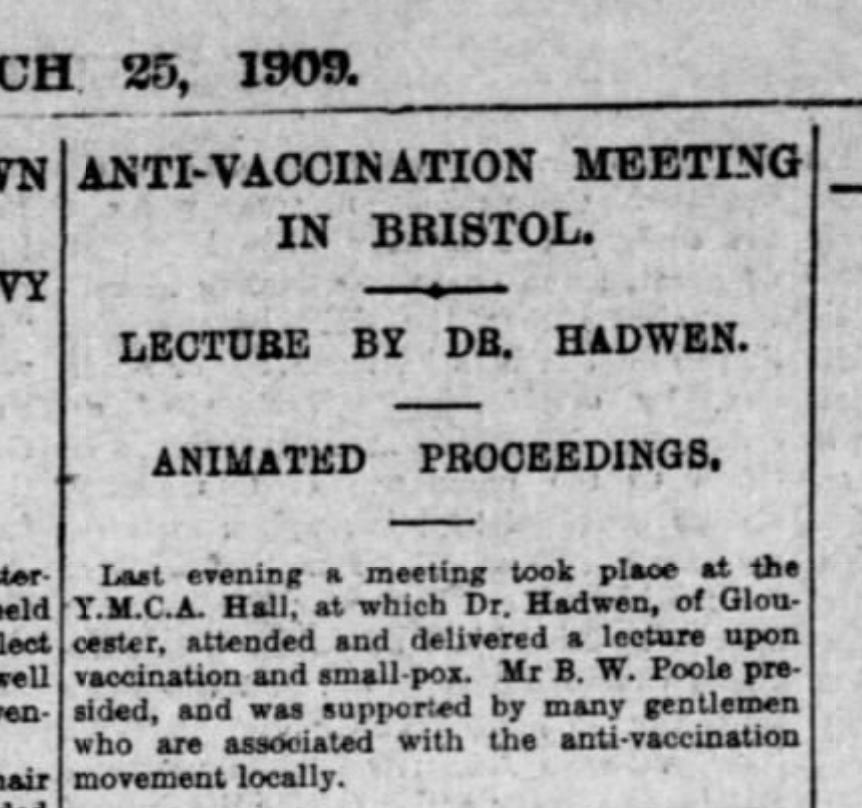 Anti-vaccine folks were soon back in Gloucester - blaming the smallpox epidemic on poor sanitation and a defective sewer, claims that were debunked at the time of the outbreak…