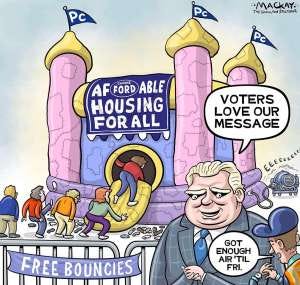 Doug Ford's focus on tariffs over tangible housing solutions leaves Ontario in a growing affordability and homelessness crisis.
