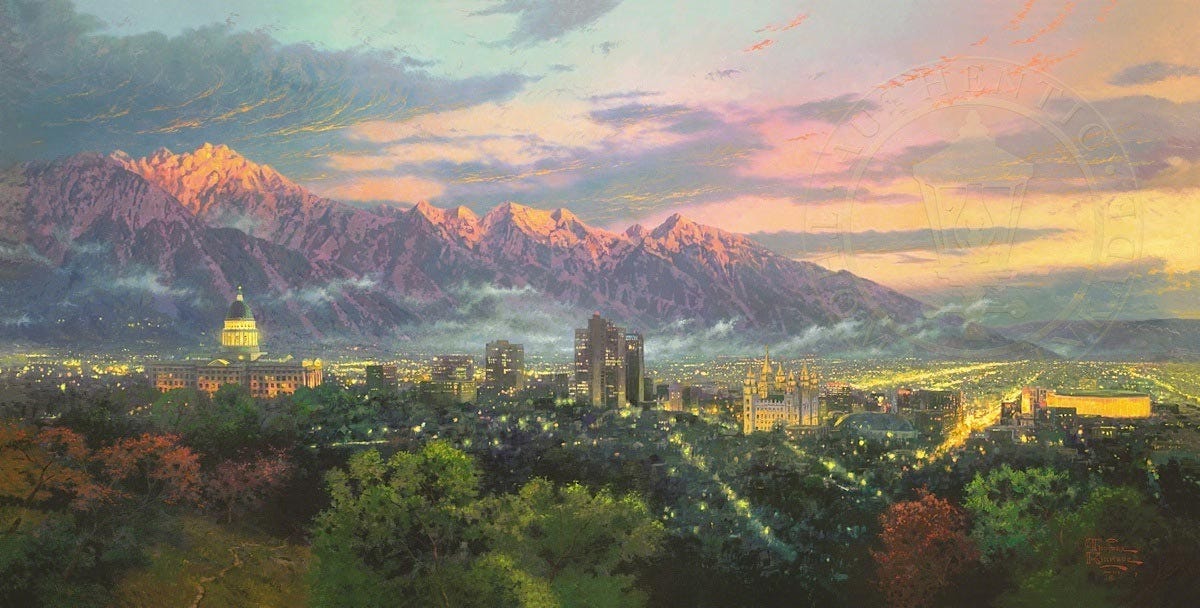 Salt Lake, City of Lights, by Thomas Kinkade - paper / 18-x-36 / sn /  unframed
